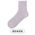 舒跑中筒透气网眼紧密束腰薄款袜子女居家休闲春夏季户外轻运动女袜 女均码（35-40码） 紫色单双装