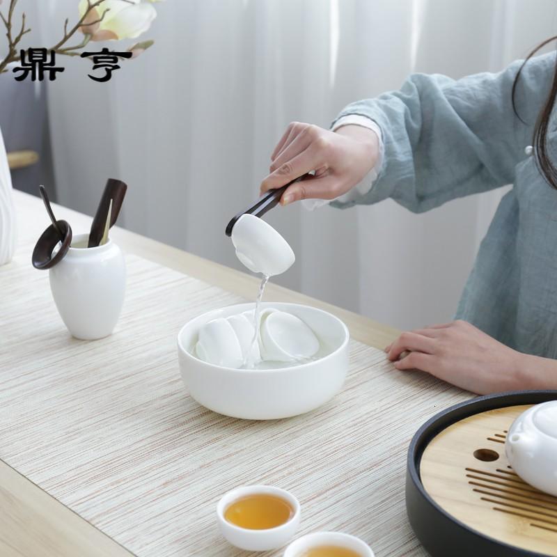 鼎亨功夫茶具套装家用简约盖碗茶壶办公喝茶德化白瓷陶瓷茶具茶杯