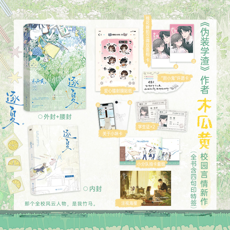 [专享赠品 全2册]逐夏.12 [正版]专享赠品逐夏 小说 木瓜黄 特殊人格朝俞这题超纲了伪装学渣 青春文学校园实体高清大图