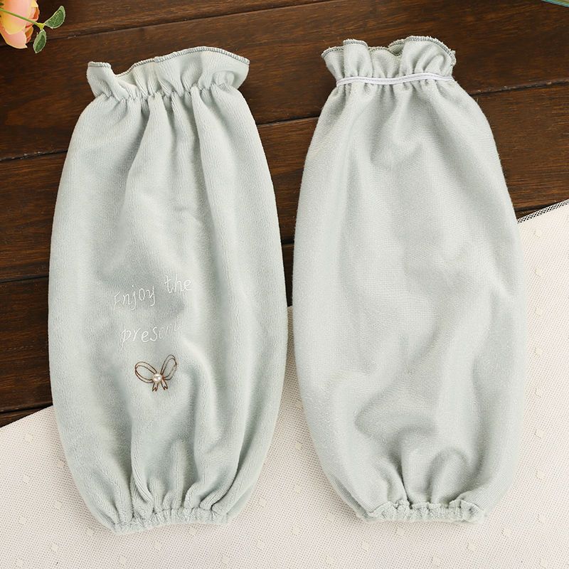 白色 袖套女长款工作可爱秋冬季白色毛绒护袖厨房防脏办公学生防污