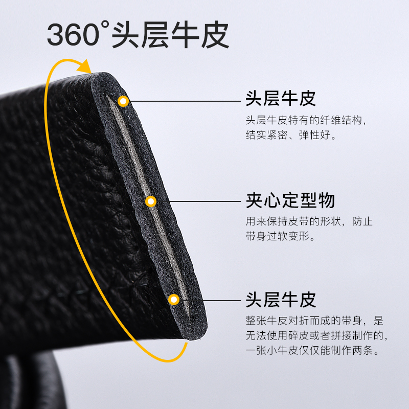 花花公子纯男士皮带真皮头层牛皮自动扣腰带年轻人裤带潮高档礼盒高清大图