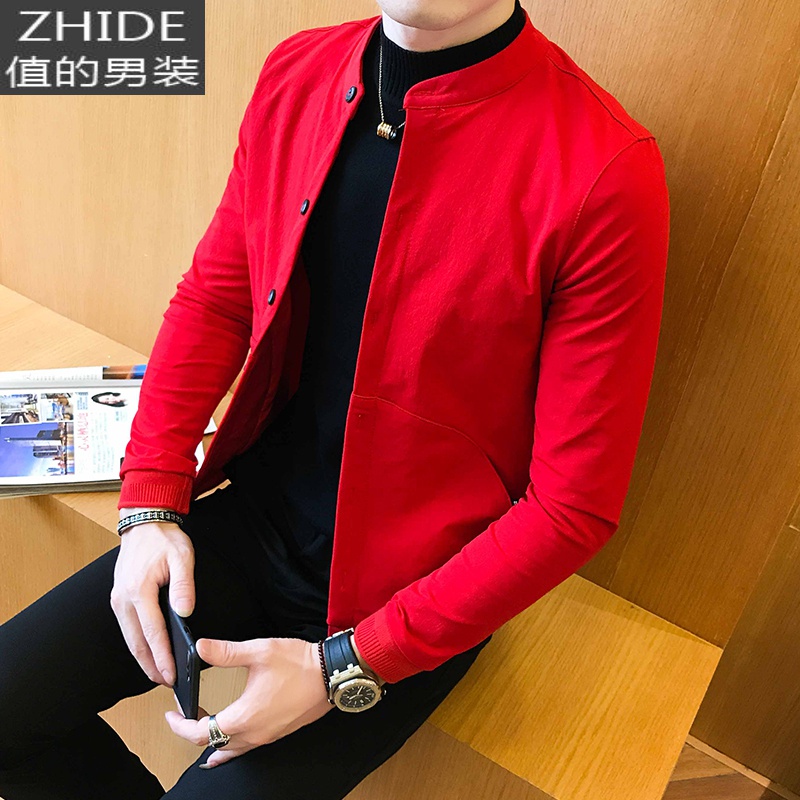SUNTEK春秋季新款外套2020社会小伙衣服潮流百搭男装韩版修身精夹克男夹克高清大图