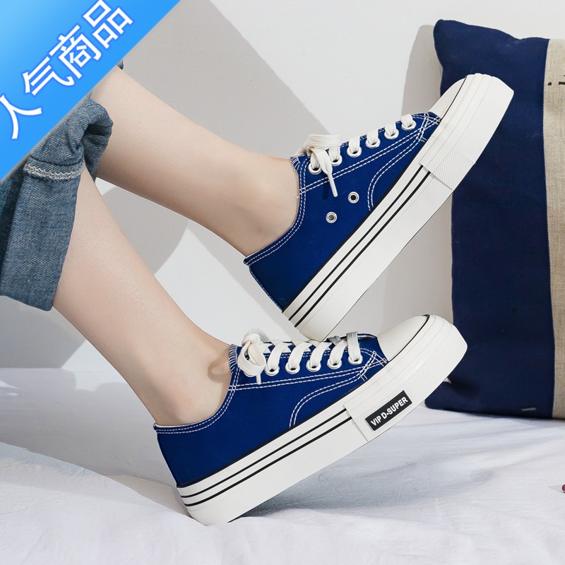 SUNTEK香港潮牌夏季网面超火帆布鞋女夏款厚底板鞋布鞋球鞋配裙子小白鞋高清大图