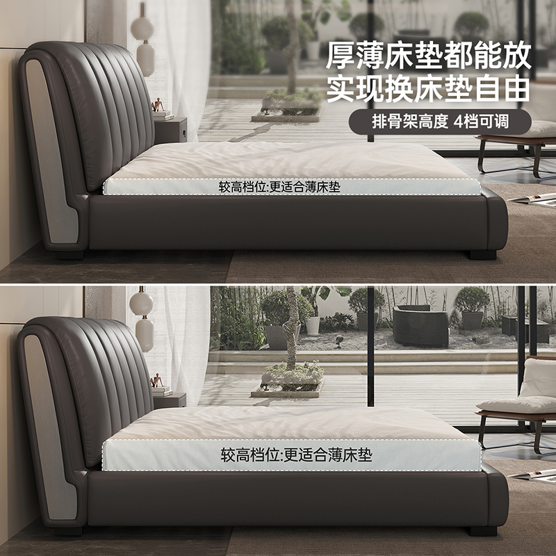 [CBD]SN-乐颂床 现代简约加厚多层叠皮床 钢琴键大床头高清大图