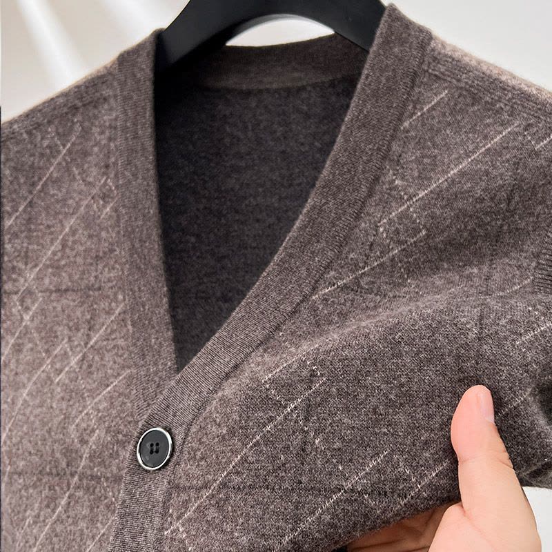 免费退换 秋冬男士纯山羊毛绒衫马甲针织开衫羊毛背心中老年毛衣山羊绒不褪色保暖舒适全羊毛新品特价大牌同款图片