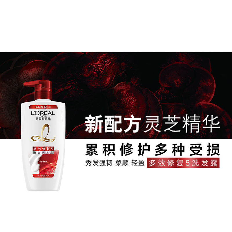 欧莱雅(L’OREAL)多效修护洗发露500ml(适合受损发质人群,保湿护发)