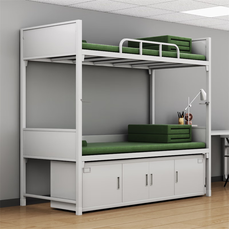 富路达加厚双层钢制上下铺宿舍士官铁床内务双人床带床下柜 13款高清大图