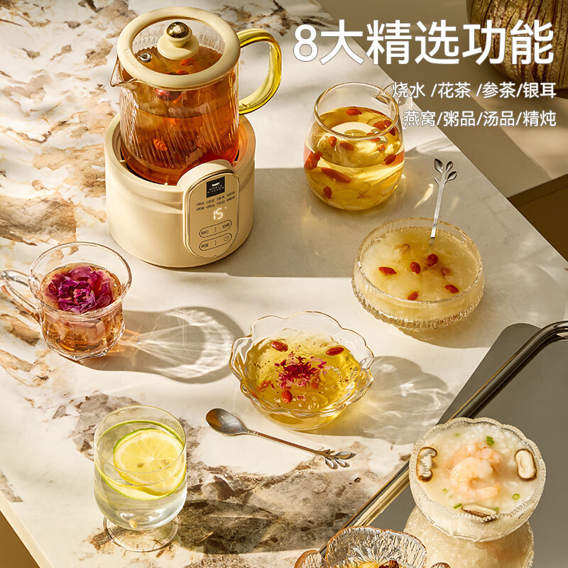 康宁WORLD KITCHEN养生壶多功能家用小型办公室全自动全玻璃恒温壶0.5L迷你养生杯煮茶器煮茶壶(标准款)