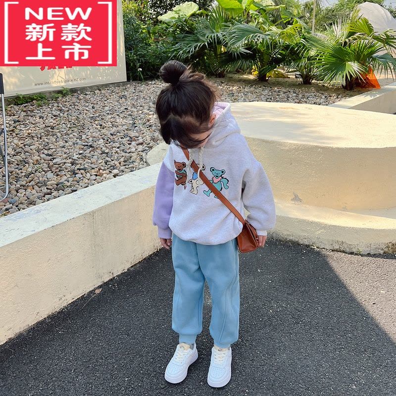 可莉允女童运动裤2022冬季新款韩版洋气束脚裤宝宝加绒保暖休闲裤保暖裤图片