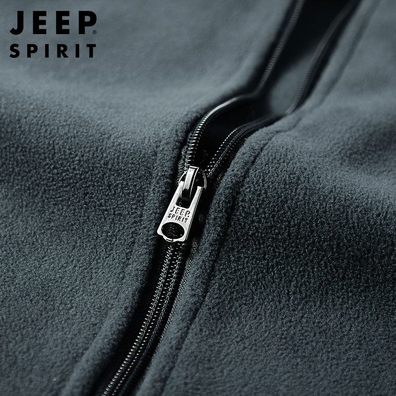 JEEP SPIRIT吉普男士夹克立领摇粒绒抓绒衣户外防风保暖运动开衫简约休闲抓绒夹克