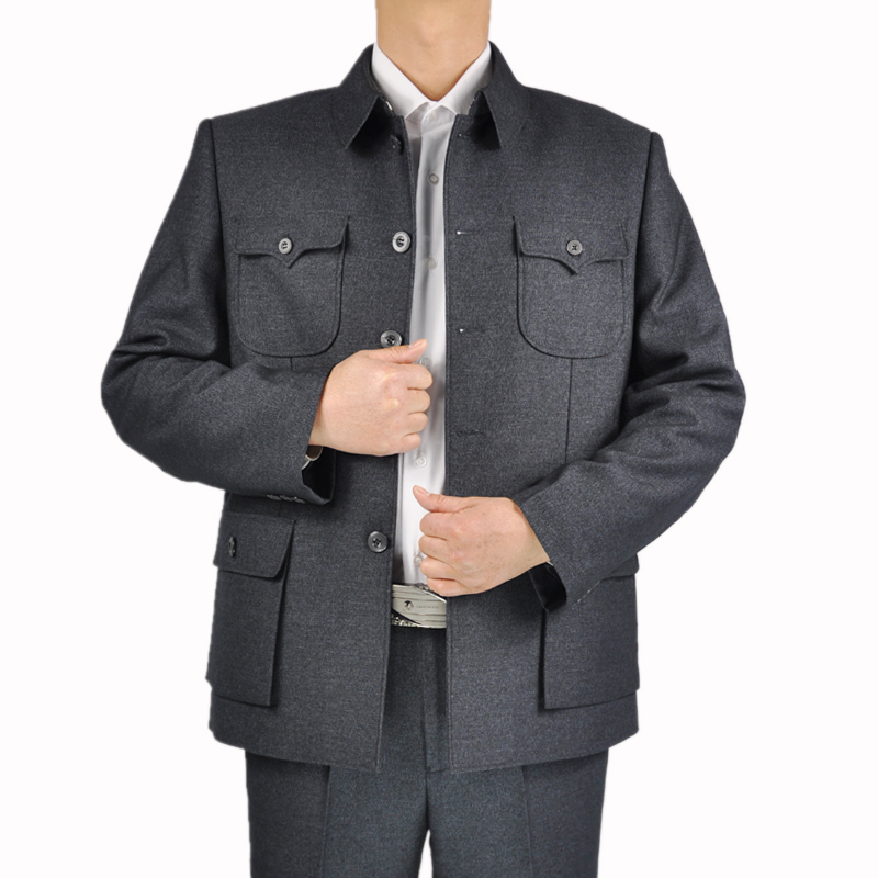 中老年中山装男宽松秋冬季厚款爸爸装老年人服装中华中山服套装一套父亲中山服秋装报价 参数 图片 视频 怎么样 问答 苏宁易购