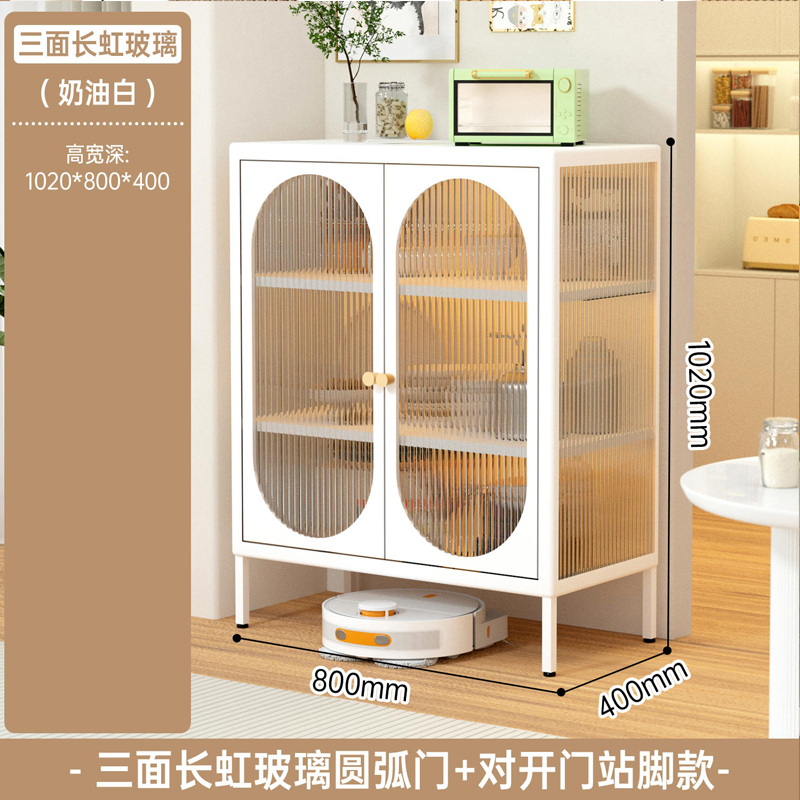 鑫欧驰 奶油风鞋柜餐边柜铁艺收纳柜置物柜茶水柜酒柜客厅靠墙储物柜厨柜家用矮柜