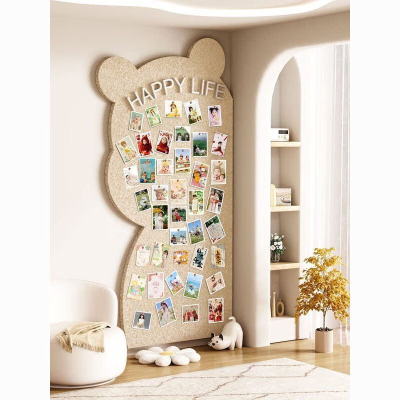 维诺亚新客小熊照片墙背景板自粘毛毡墙贴软木板展示墙装饰荣誉墙高清大图