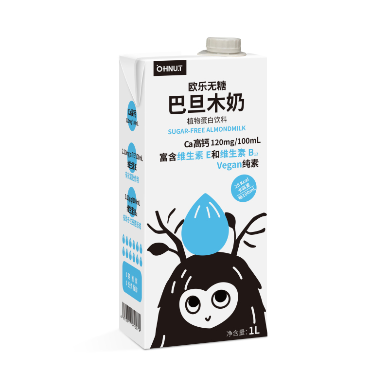 欧乐ohnut无糖1l家庭装巴旦木奶植物蛋白饮料健身早餐营养加钙视频