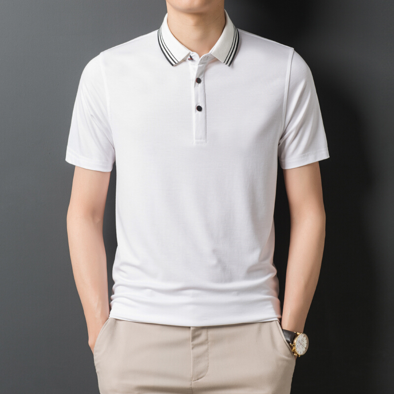 梵克公牛polo衫翻领短袖t恤男士夏季丝光棉纯色修身商务休闲流时尚棉