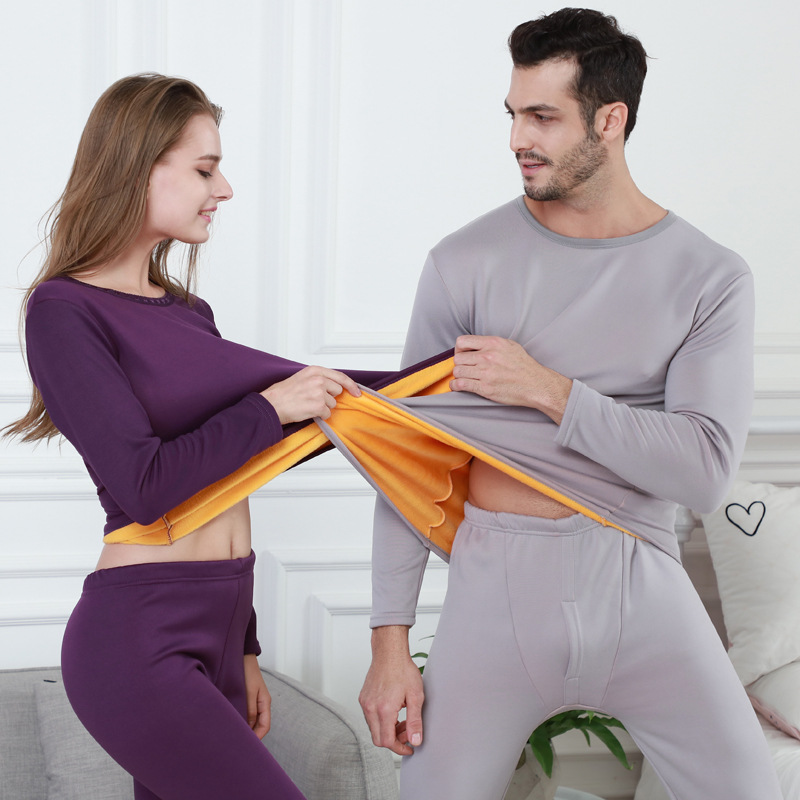 黄金绒保暖内衣男双层加绒加厚新款秋衣女士加大秋裤情侣套装_6_57高清大图