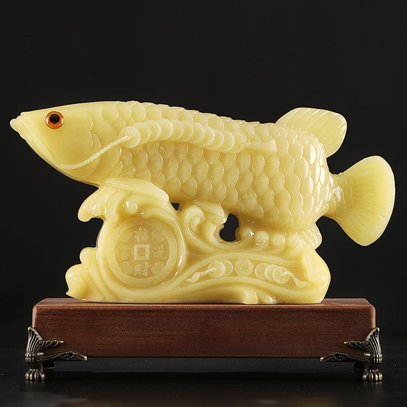 美帮汇玉石金龙鱼摆件工艺品客厅家居玄关电视柜装饰品乔迁礼品高清大图