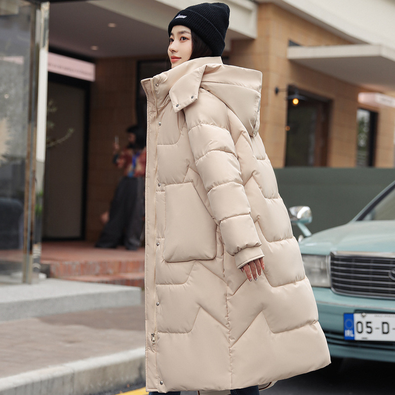 欧洲站2024冬季新款可拆卸帽棉衣女中长款过膝加厚棉袄棉服女外套高清大图