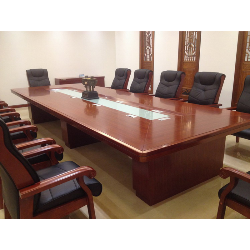 办公家具油漆实木皮会议桌大型长条桌胡桃木色办公桌培训桌椅参数