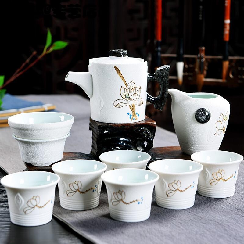 雪花釉陶瓷功夫茶具套装家用创意茶具套装茶壶茶杯套装整套茶具简约