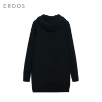 ERDOS 秋冬带帽字母提花女连衣裙时尚百搭羊绒裙