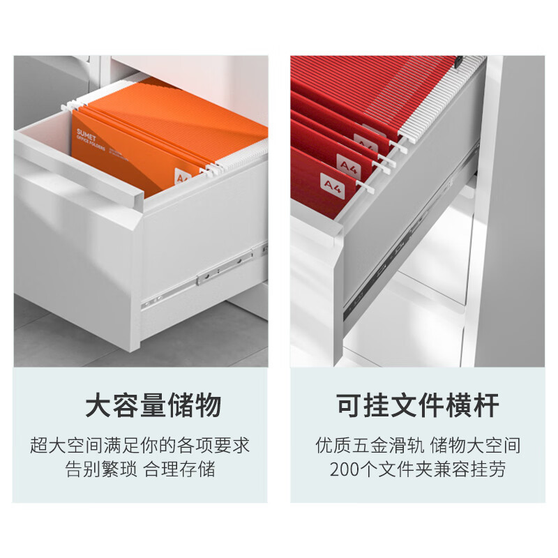 域赢挂劳柜FC挂快捞文件柜三斗卡箱立式抽屉资料柜A4铁皮柜白色