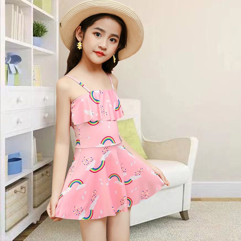 儿童泳衣女童泳衣女孩游泳衣连体分体套装中大童泳衣泳装诺妮梦