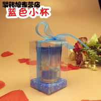 七夕情人节果冻蜡烛礼品装海洋风格婚庆无烟蜡烛浪漫生日表白烛光晚餐-蓝色小杯