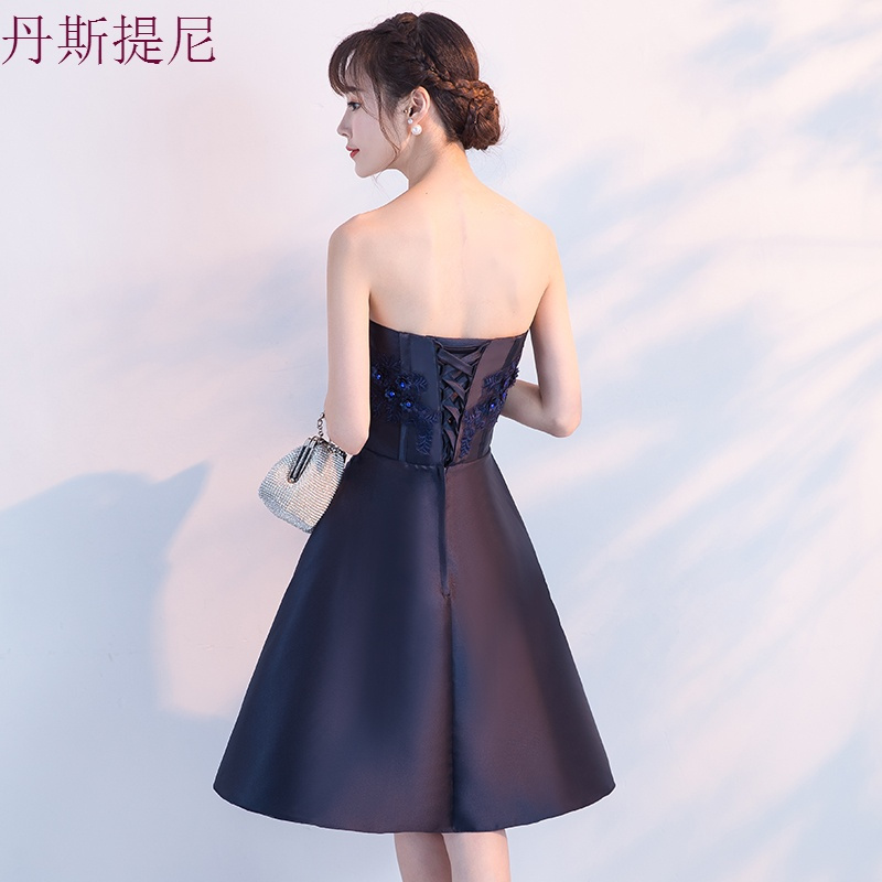宴会小晚礼服短款2018新款名媛高贵优雅洋装显瘦伴娘姐妹连衣裙女