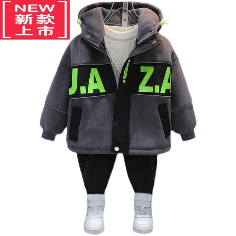可莉允男童加绒外套2022新款儿童帅气夹棉衣服宝宝秋冬装加厚摇粒绒上衣棉服图片
