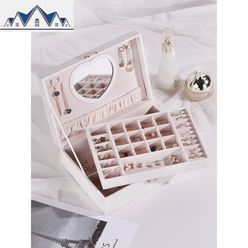 首饰盒公主欧式韩国带锁手饰品简约耳钉耳环项链首饰收纳盒大容量_41_712高清大图