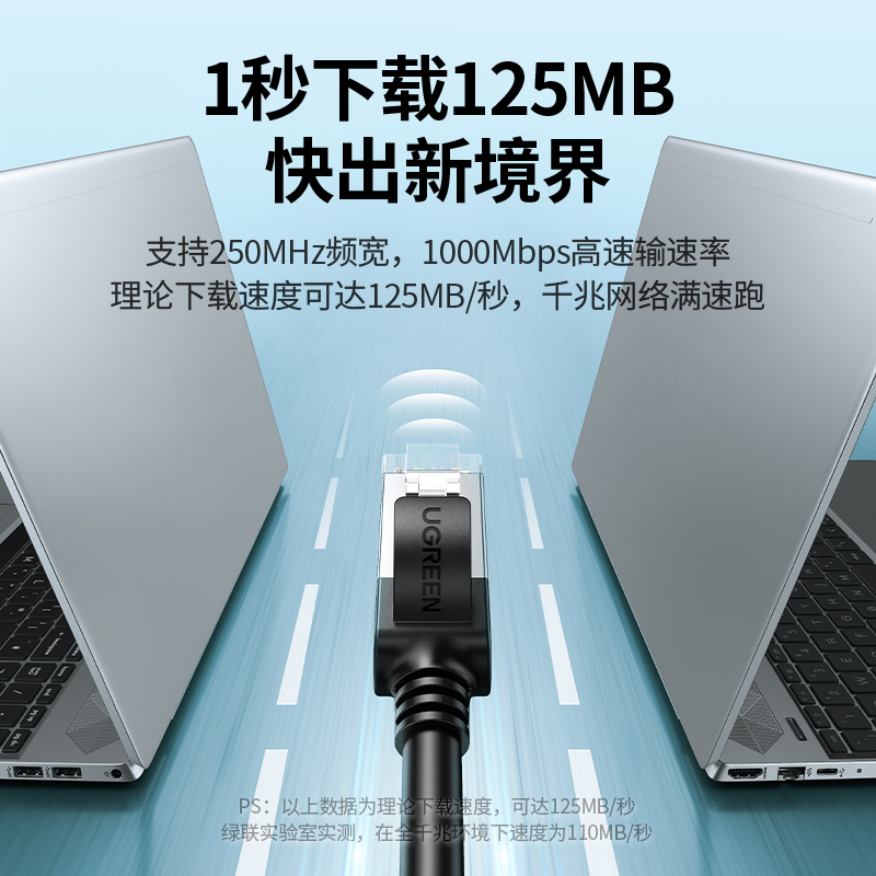 绿联超五类/六类纯铜 成品网线 CAT6类千兆网络高速连接线 家用成品跳线黑色2米高清大图