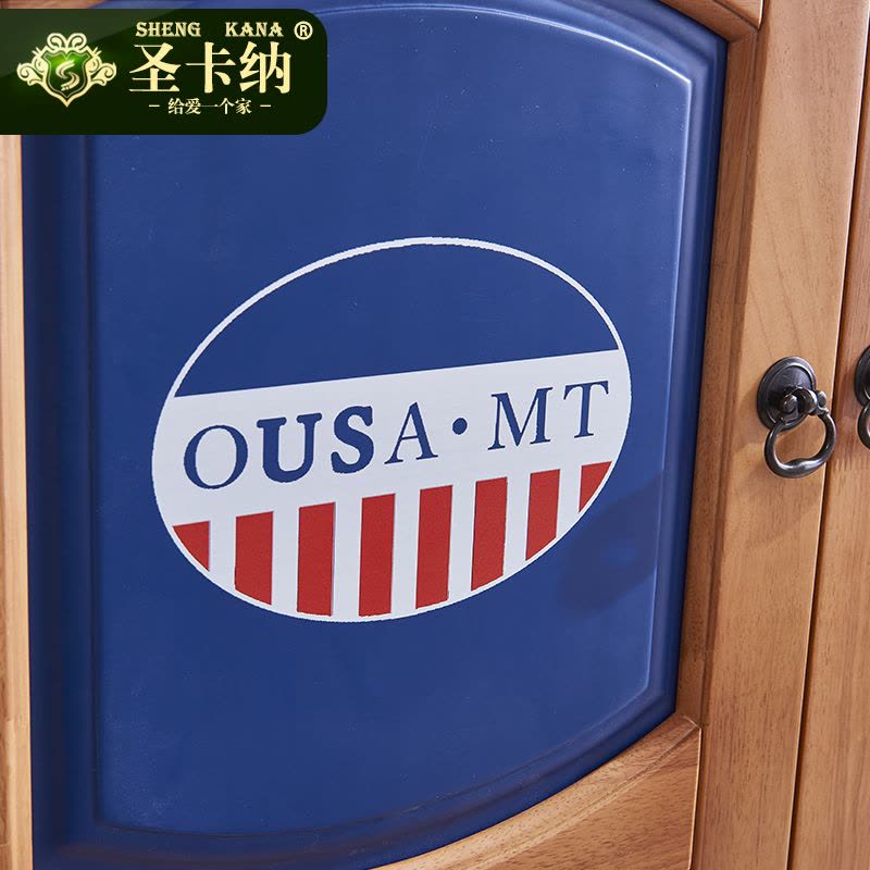 圣卡纳 实木衣柜简约现代美式衣柜组装儿童衣柜全实木衣柜推拉门2门衣橱木质两门衣柜 HJ-111衣柜图片