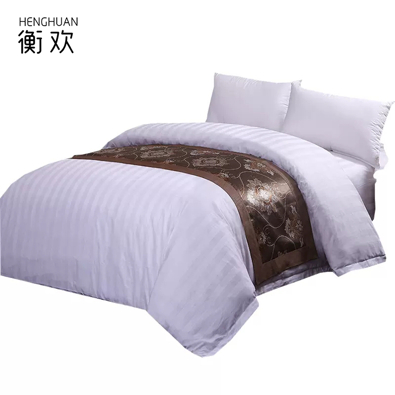 衡欢(HENGHUAN)床上用品订制60支白色暗条纹三件套 RZ-CP04/套(1.8m床用)高清大图