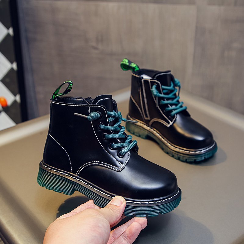 女童加绒马丁靴秋冬款款儿童网红时尚公主皮靴子男童英伦风小短靴视频