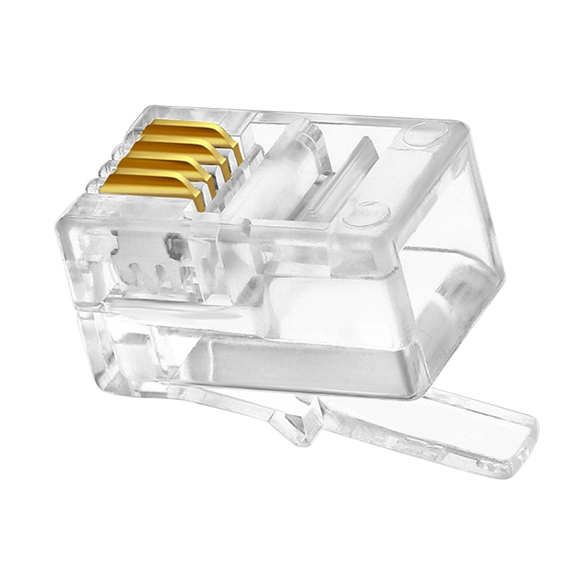 匠目 电话水晶头 6P4C 4芯电话线接头 RJ11水晶头 100个/包