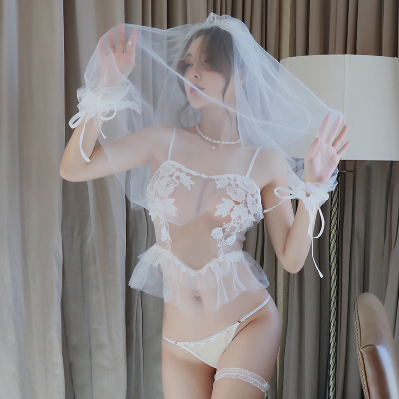 长夜漫漫情趣内衣性感透明蕾丝新娘装婚纱制服诱惑角色扮演1256高清大图