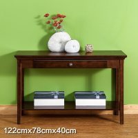 新中式玄关桌美式实木玄关柜玄关台条案条几窄桌靠墙桌子_8 122*40*78cm胡桃色组装
