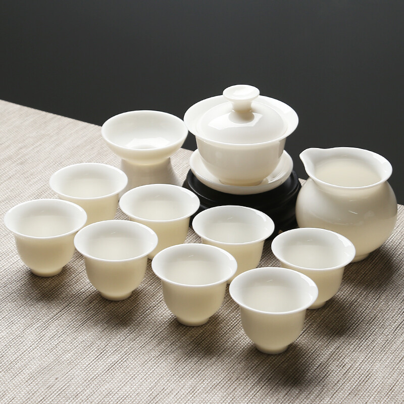 苏氏陶瓷(SUSHI CERAMICS) J0022 白瓷茶具套装(茶杯茶漏盖碗) 十一件套 (单位:套) 新旧包装随机高清大图