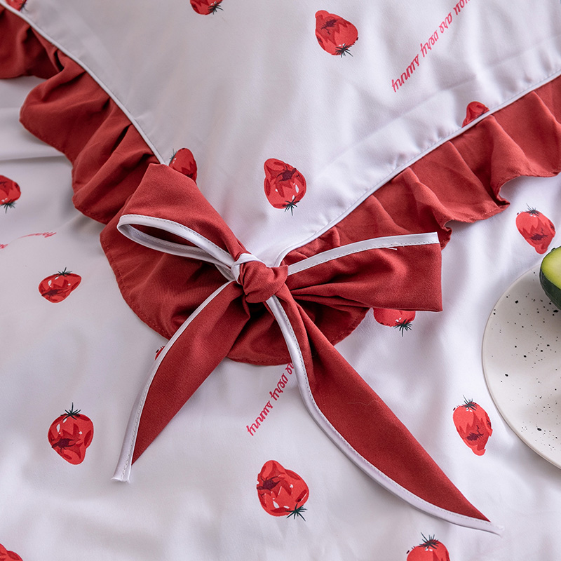 小香风四件套纯棉韩式少女心全棉莓仙女款蝴蝶结被套一米五高清大图