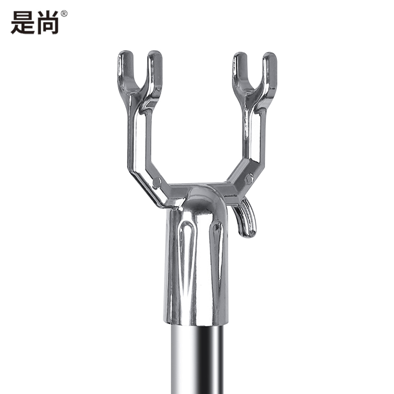 是尚 不锈钢伸缩撑衣杆 晾衣叉 挂衣杆 晾衣杆 压铸铝合金叉头 85-200*2.5cm 1个