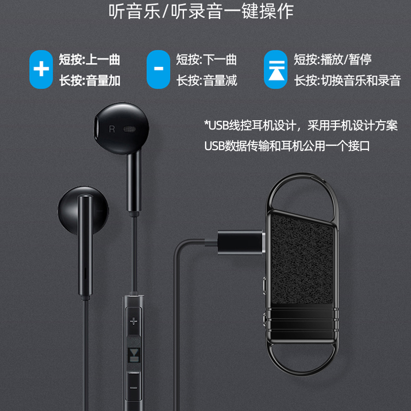 夏新录音笔升级版E20 64G随身设备高清降噪超长待机大容量学生专业律师专用远程设备神器便携钥匙扣设计高清大图