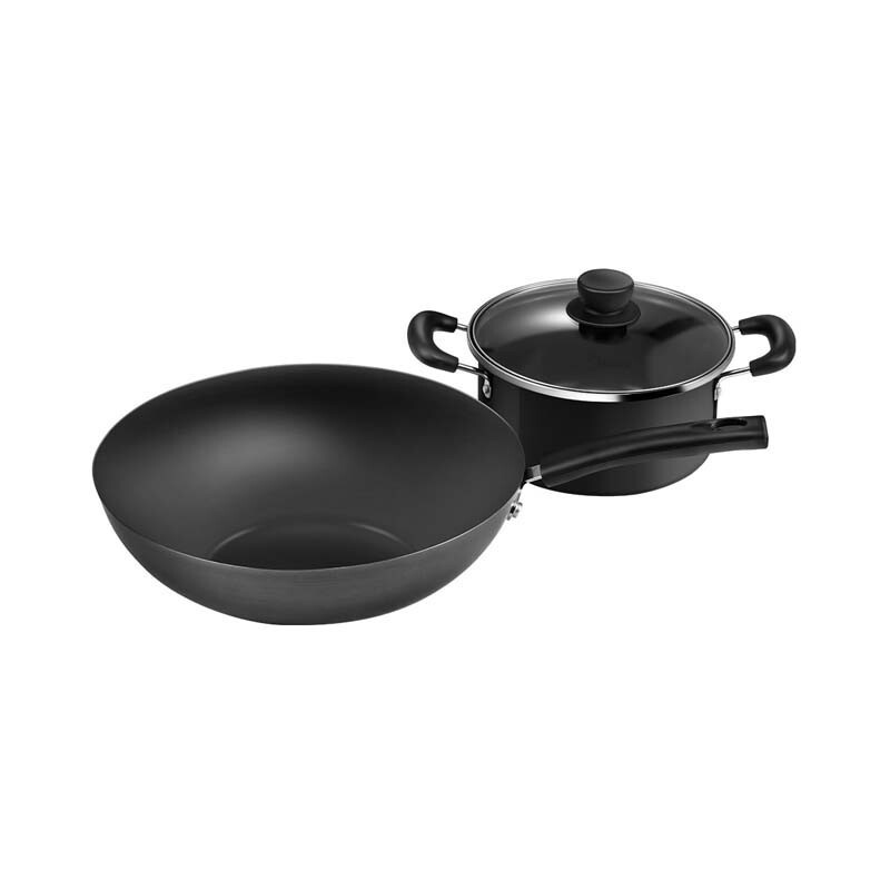美的 锅具套装厨具烹饪组合家用电磁炉燃气不粘锅炒锅奶锅煎锅 锅具两件套SL0203