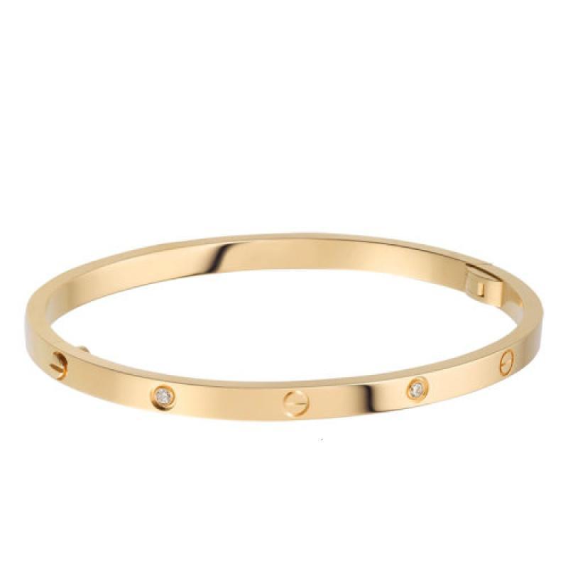cartier卡地亚经典love系列18k金金镶嵌6颗钻石小号窄版螺钉手镯b604