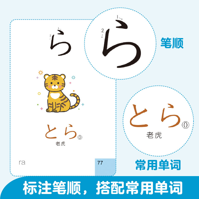 [正版]日语全彩五十音图卡(赠音频、贴纸、书签) 日语入门启蒙小白初学者高清大图