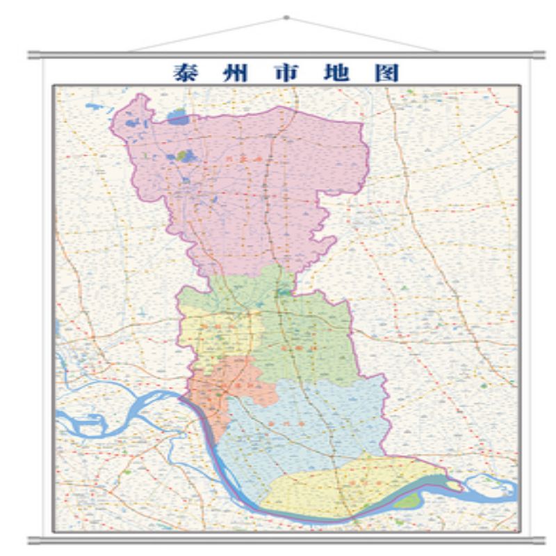 泰州市地图 1.1*0.8m 挂图 材质:户外写真纸(覆膜)
