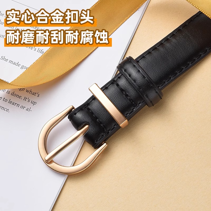 啄木鸟新款牛皮腰带女士装饰配牛仔裤百搭设计感小众时尚真皮皮带高清大图