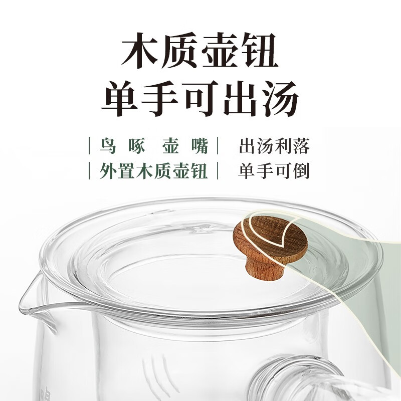 鸣盏 泡茶壶玻璃煮茶器茶水分离茶具套装可加热烧水壶耐高温茶具400ML MZ8020高清大图