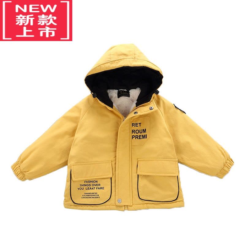 可莉允男童加绒外套秋冬装加厚小童洋气冬季儿童棉服风衣宝宝冬款薄棉衣图片