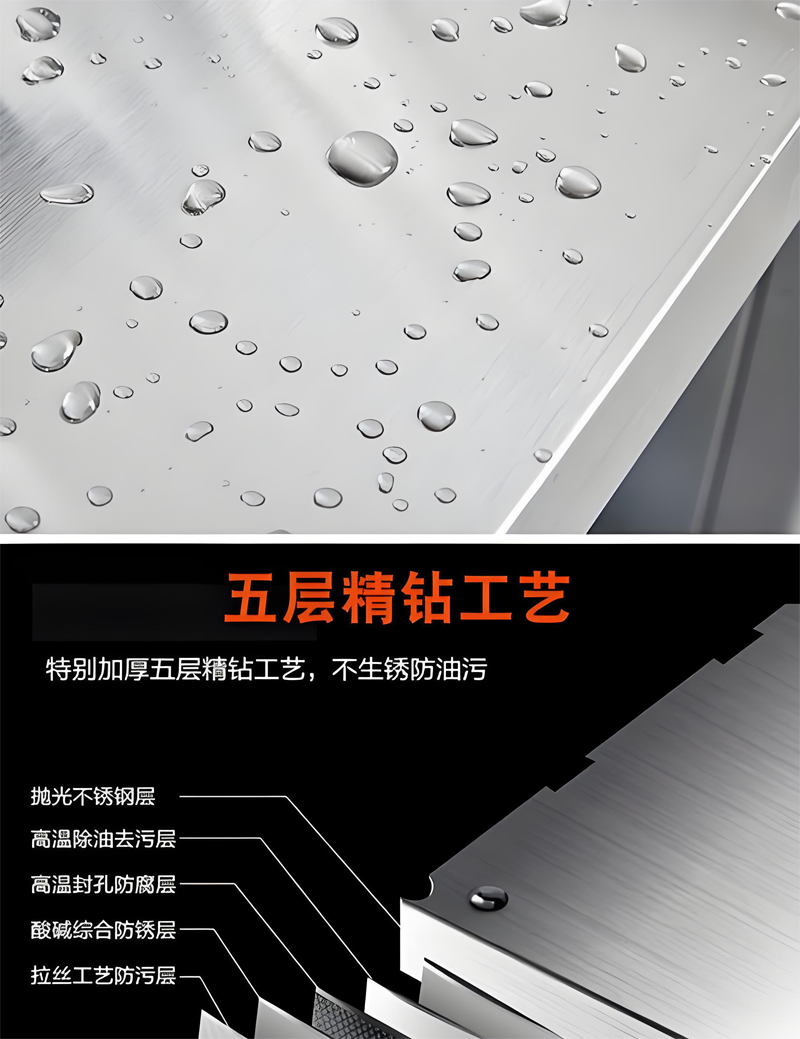 厨房用201#1.2mm不锈钢双层工作台/800*600*800mm高清大图